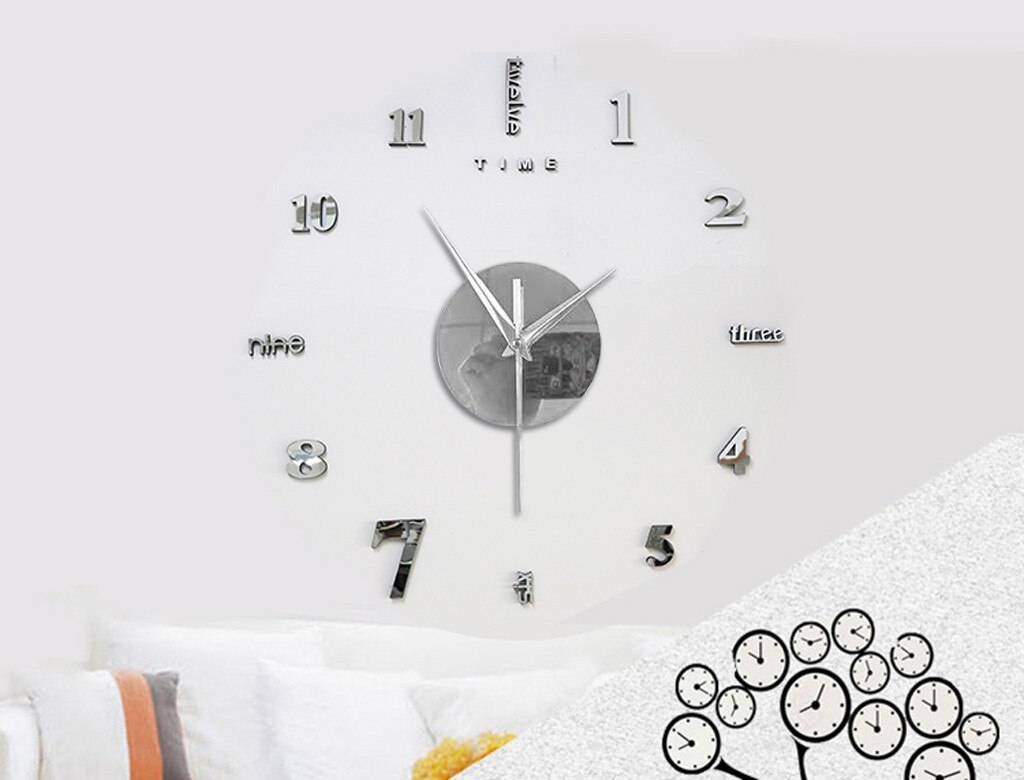 Europa Horloge Diy Wandklok Modern Horloge Klokken 3D Acryl Spiegel Stickers Woonkamer Home Office Decor Quartz Horloge