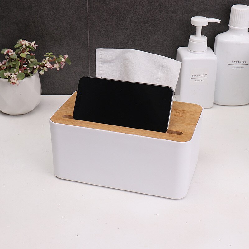 Bamboo Tissue Boxes Desktop Paper Towel Dispenser Living Room Plastic Remote Control Storage Box Napkin Holder Wipes Containers