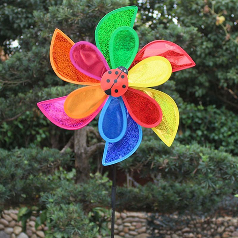 Moulin à vent à paillettes à Double couche H58C, décoration de jardin et cour