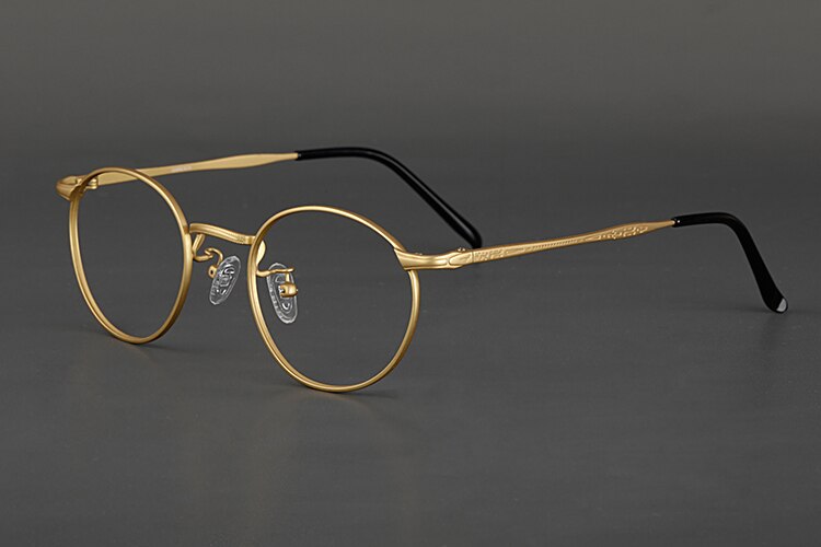 Titanium Glasses Frame Men OV1181 Retro Frame Brand Eye Myopia Prescription Glasses Frames for Men Round Glasses: gold frame