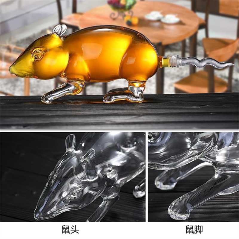 Animal Mouse Shaped Style Home Car Whiskey Decanter For Liquor Scotch Bourbon 500ML/1000ML
