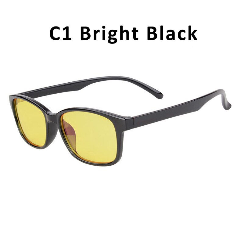 Gaming Computer Glasses Men Women Anti Blue Light Radiation Blocking Ray Anti Eye Fatigue Yellow Lens UV400 Coating Eyeglasses: C1 Bright Black