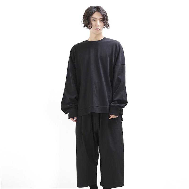 Männer's lässig Hose weit-Bein Hose culottes neun-Punkt Hose lose dunkel