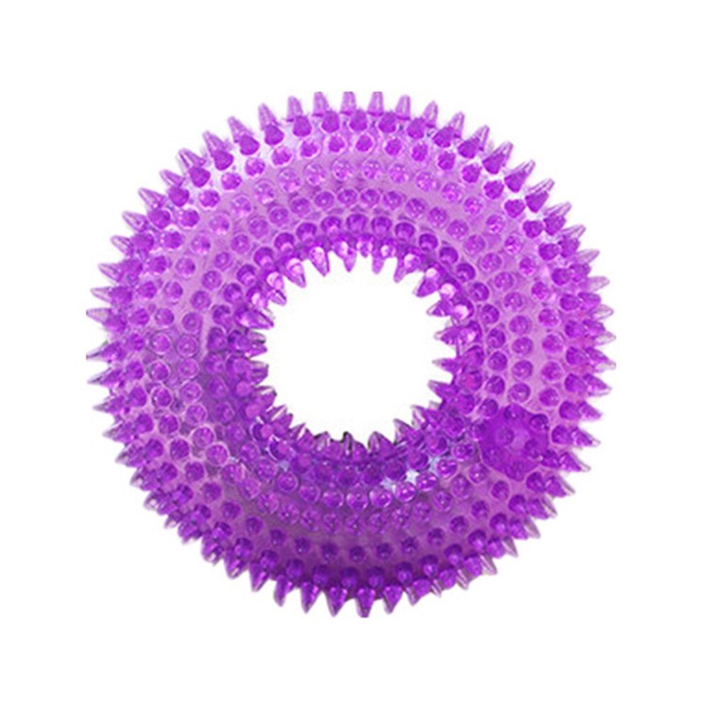 Squeak Chew Pet Toys for Large Dogs Golden Retriever Training Funny Circular Ring of Hawthorn Interactive Toys Dog Toothbrush: 10cm purple