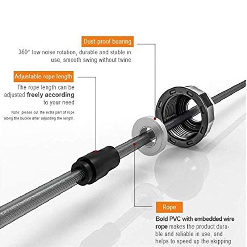 Jumping Rope Adjustable Skipping Rope With Cable Foam Handle For Aerobic Exercise Speed Training Endurance Workout