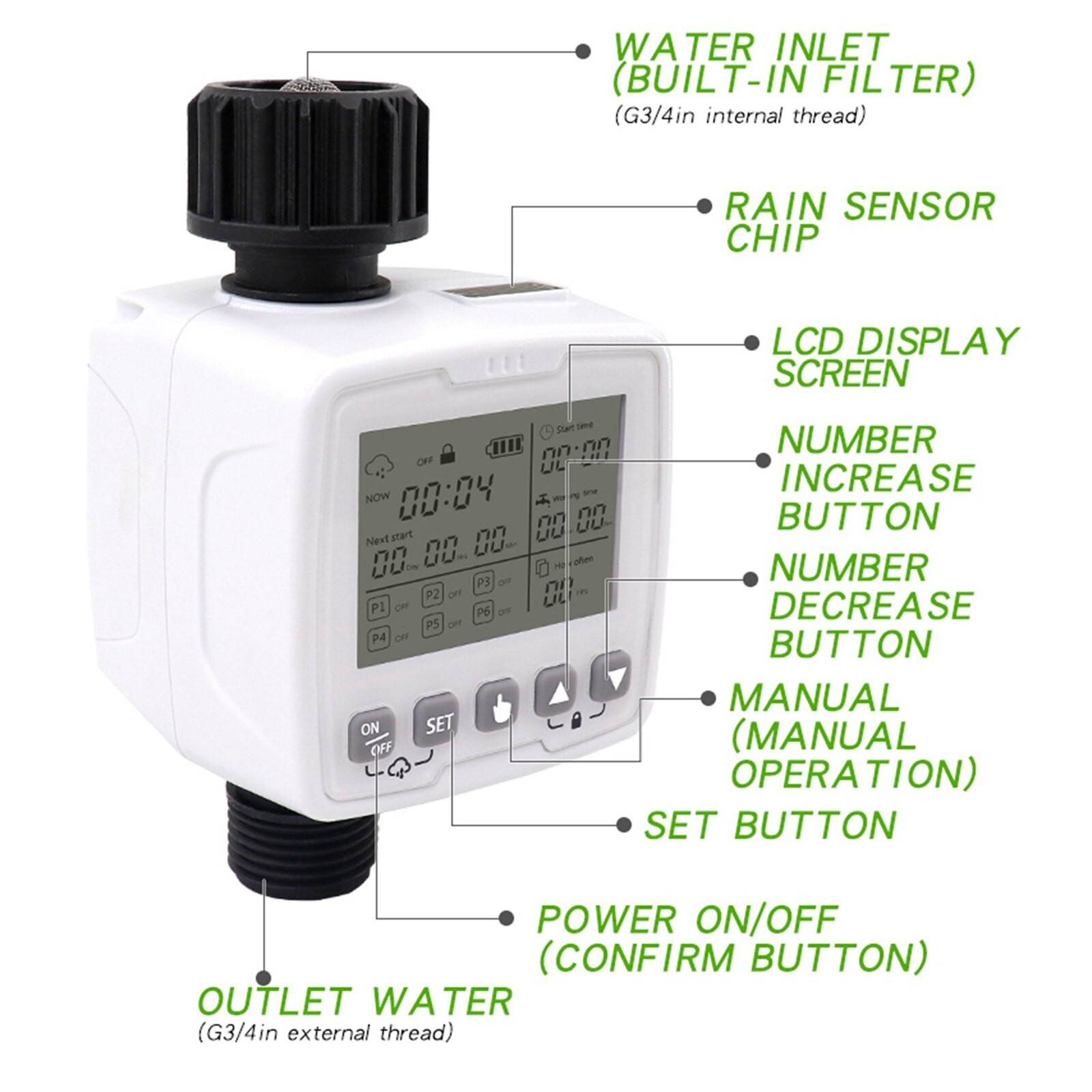 Electronic Irrigation Regulator Automatic Irrigation Timer Rain Sensor Smart Irrigation Controller System Outdoor Drip Irrigatio