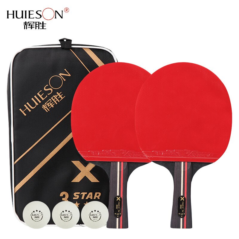 Tafeltennis Racket Dubbele Gezicht Puistjes-In 3 Ster Pingpong Paddle Racket Set Met Zak (Geen Ballen): 2 long