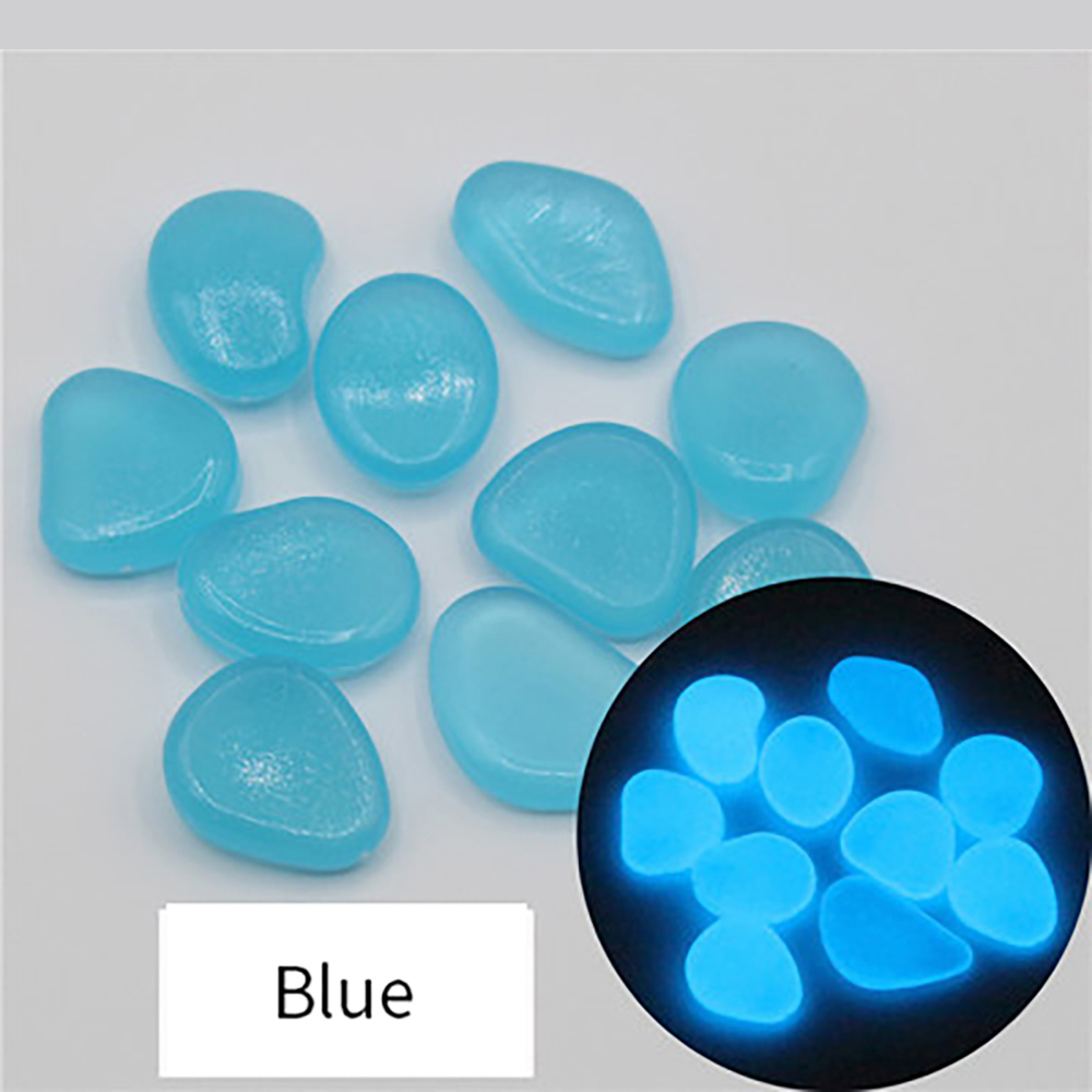 100Pcs Glow In The Dark Pebbles Aquarium Aquarium Decor Steen Glow In The Dark Stoep Tuin Binnenplaats Gazon home Decor Steen: Blauw