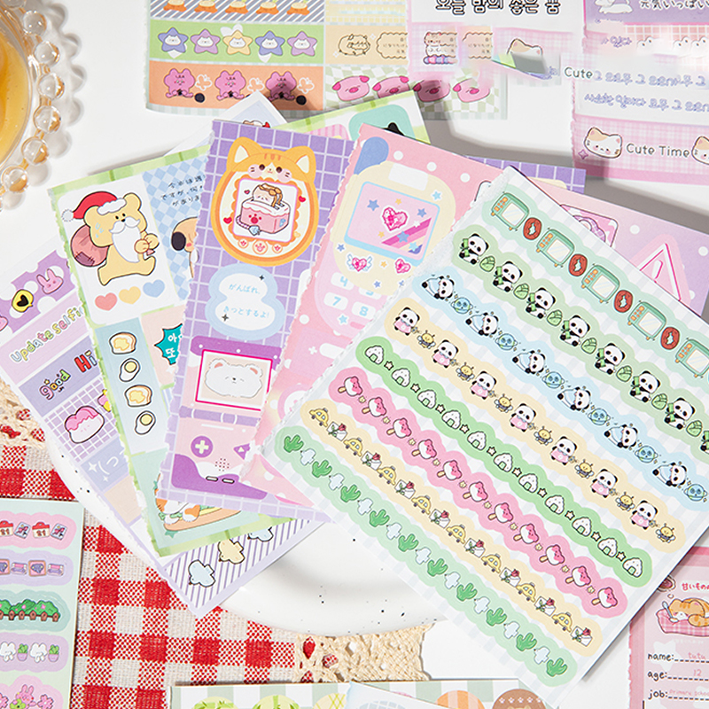 Mr. Paper, mini pegatinas lindas de animales de dibujos animados, álbum de recortes, funda de teléfono, decoración de diario, pegatinas de suministros de papelería, 20 hojas/libro