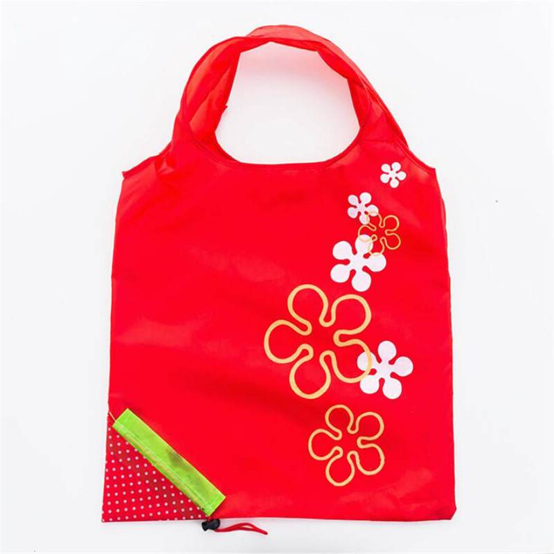 1pc miljøvennlige oppbevaringsposer håndveske jordbær sammenleggbare handleposer gjenbrukbare sammenleggbare dagligvareposer i nylon: Blå