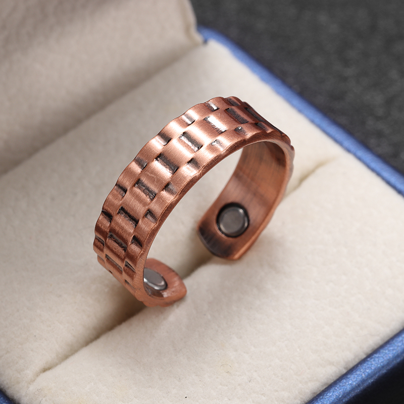 Anillo magnético con apertura de cobre ondulado a la Retro, accesorios de joyería Retro multifuncionales para hombres y mujeres: Gris