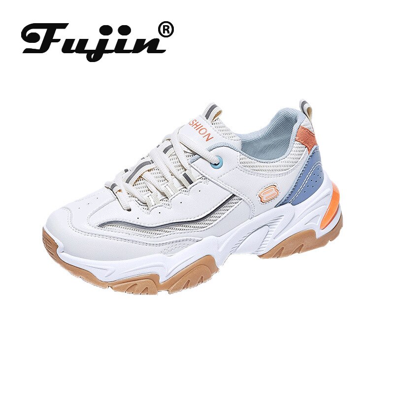 Fujin-zapatillas de deporte con plataforma gruesa para mujer, zapatos informales, transpirables, cómodos, a la , Ins