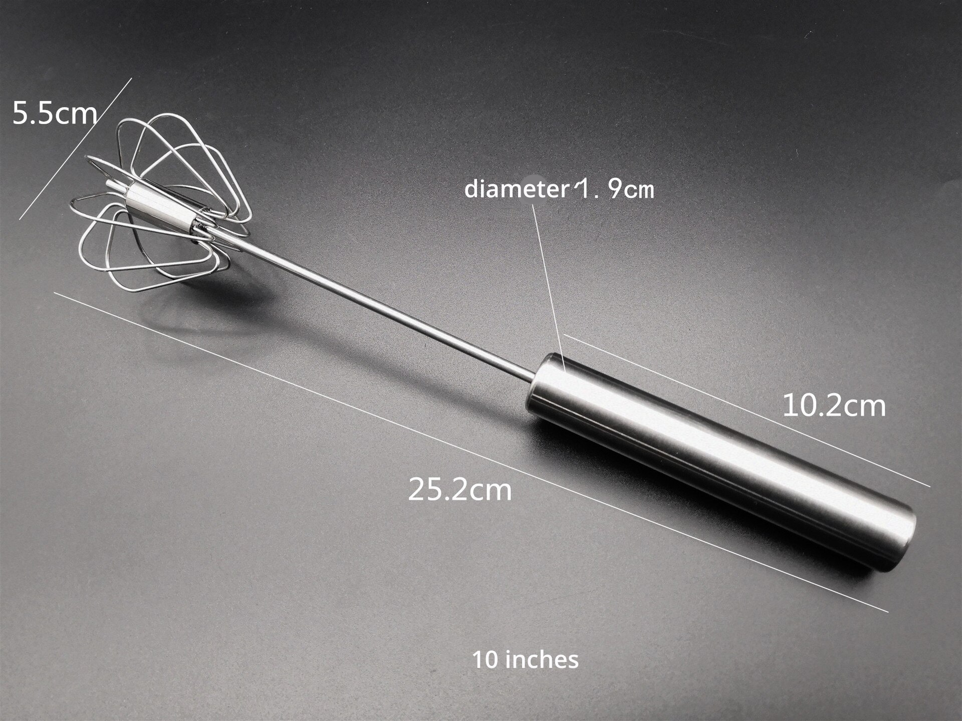 Semi-automatic Egg Beater 304 Stainless Steel Egg Whisk Manual Hand Mixer Self Turning Egg Stirrer Kitchen Accessories Egg Tools: 10in Stainless Steel