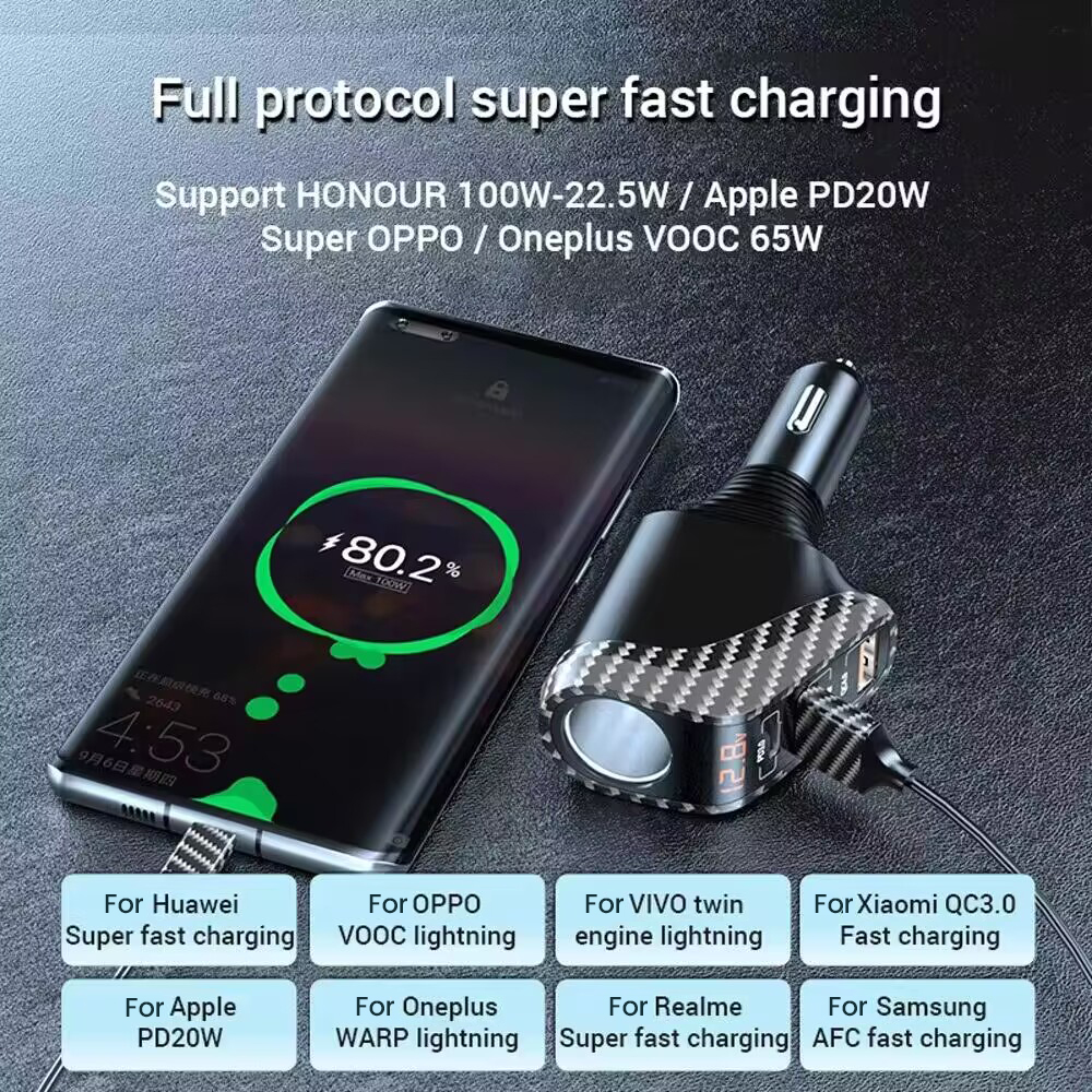 Asome Technik usb Auto ladegerät mit 90w zigaretten anzünder erweiterungs anschluss pd scp fcp schnell ladung für iphone samsung huawei