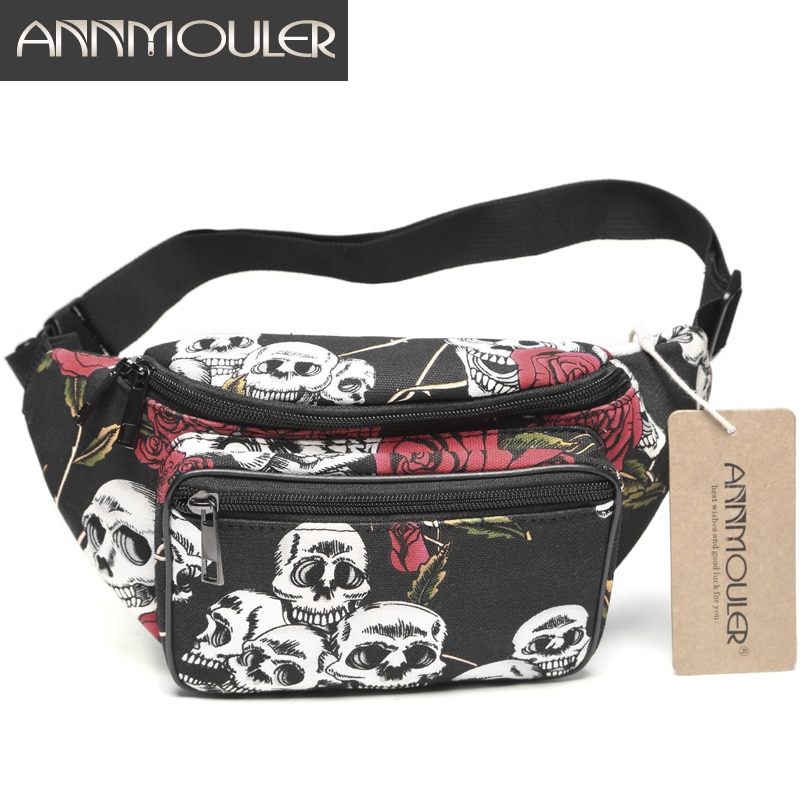 Annmouler mærke kvinder talje taske lærred fanny pack stor kapacitet talje bælte tas skul & rose hofte bryst taske til piger