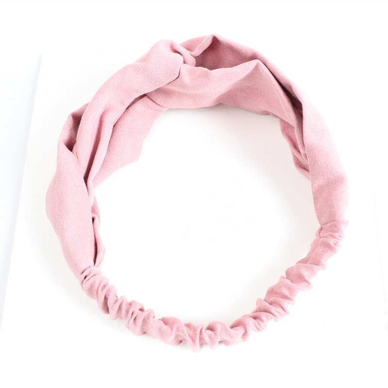 1Pc rétro croix Turban bandeau Bandana chapeaux accessoires de cheveux bandeaux bandeau solide bandeaux pour femmes filles: Pink