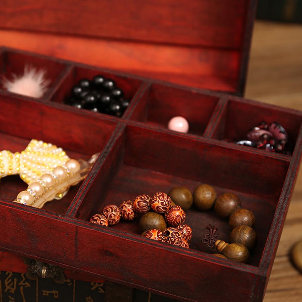 Treasure Chest With Lock Box Cosmetics Jewelry Treasure Hunt Box Wooden Crafts Decorative Ornaments