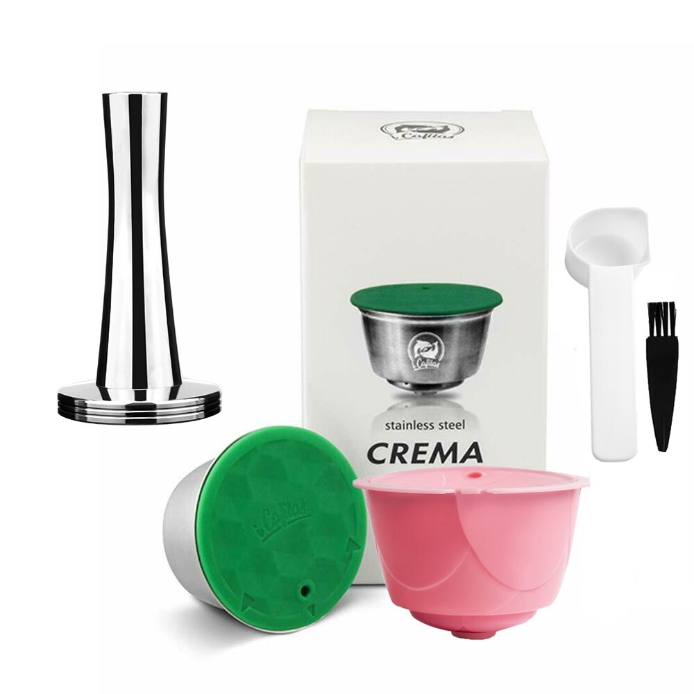 Cápsula de café reutilizable para Nescafé Dolce Gusto, cápsula de filtro de café de acero inoxidable para Circolo y Mini máquina de café: 1Metal 1PP 1Tamper