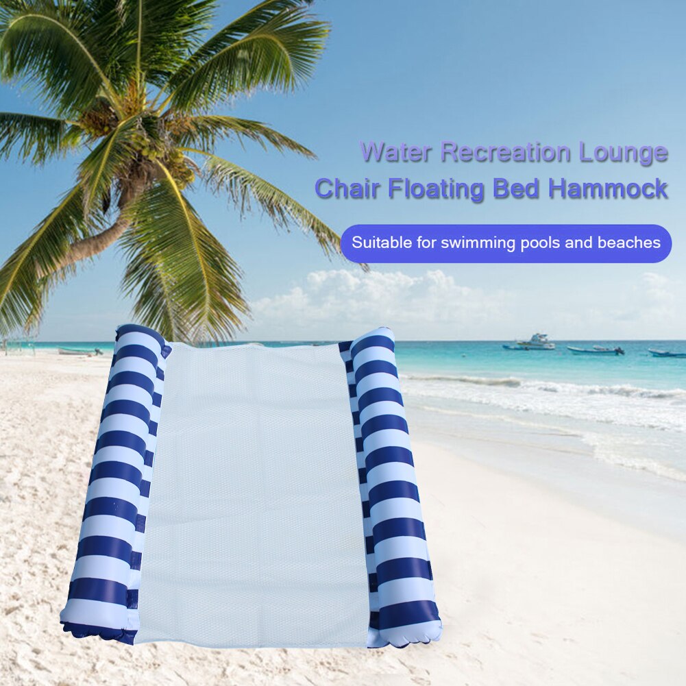 Pvc Water Hangmat Fauteuil Streep Mesh Opblaasbare Drijvende Bed Luchtbed