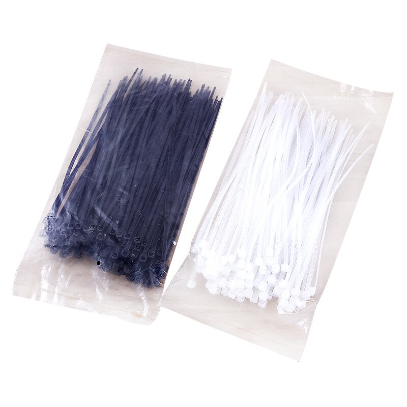 100pcs Self-Locking Plastic Nylon Wire Cable Ties Zip Tie Black White Cable Ties Fasten Loop Cable Various Specifications