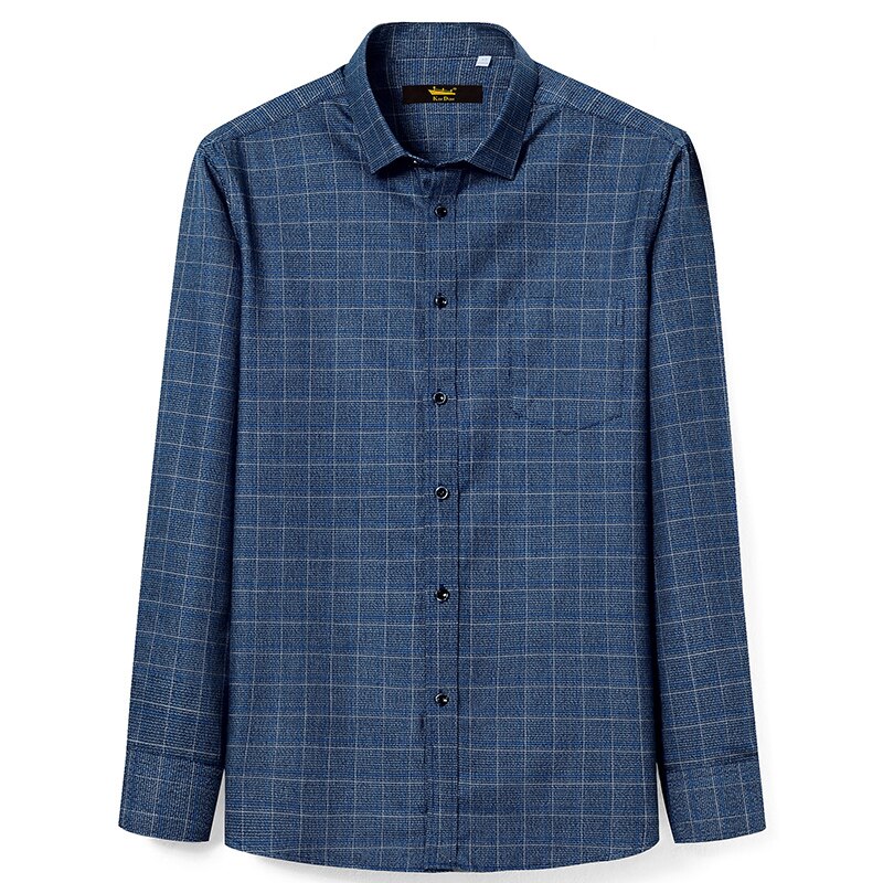 Men's Standard-Fit Long-Sleeve Brushed Plaid Checkered Shirt with Single Chest Pocket Button Closure Casual 100% Cotton Shirts