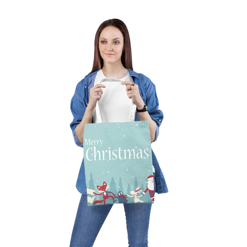 Reusable Shopping Bags Women Foldable Tote Bag Cloth Eco Grocery Bag Folding Large Capacity Handbags Christmas Bag