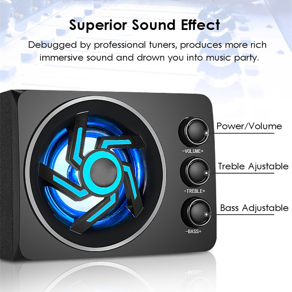LED Audio Player Computer Speaker Universal Wooden Bass Subwoofer Sound Wireless Bluetooth-compatible Mini Speaker Music Boombox