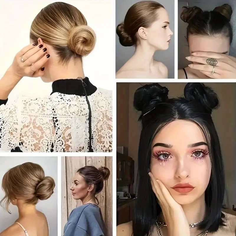 Moño básico para mujer, moño de pelo liso sintético para todas las personas, extensión de cabello de aspecto Natural para mujer