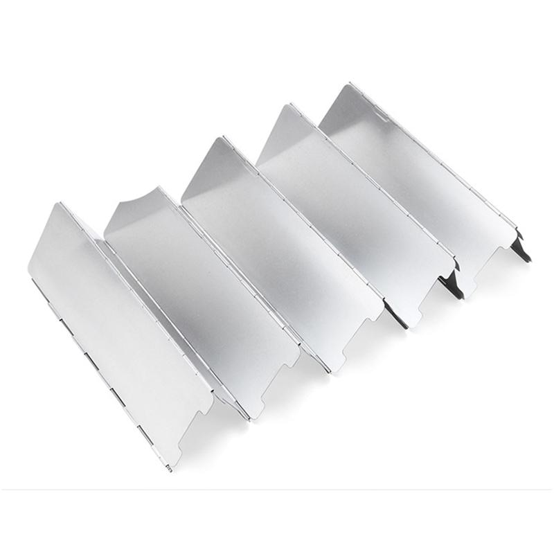 10 Plates Wind Shield Outdoor Camping Cookware Wood Stove Pot Set Stainless Steel Tableware Folding Wind shield Screen