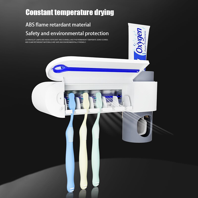 Wonderlife 2 in 1 uv lette ultraviolette tandbørste sterilisator tandbørste holder badeværelse automatiske tandpasta presere