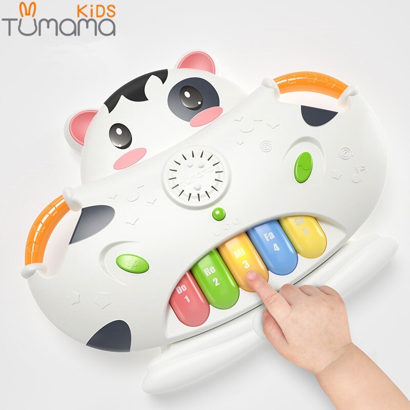Tumama Baby Muziek Piano Kids Baby Instrumenten Peuter Speelgoed Educatief Leren Lied Koe Hamster Vorm Geometrische Blokken Sorteren (