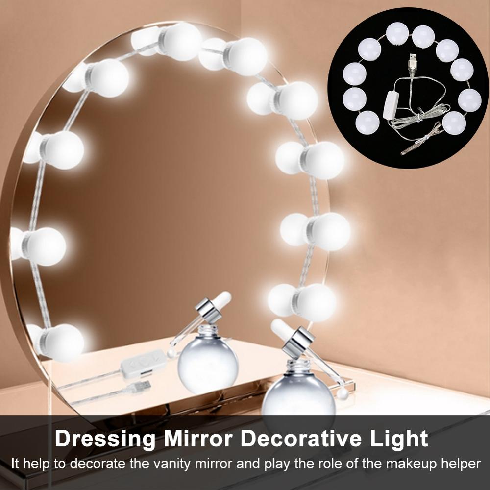 Makeup spejl forfængelighed led makeup spejl lys dæmpbare pære toner dressing spejl dekorativt oplyste make up spejle pære