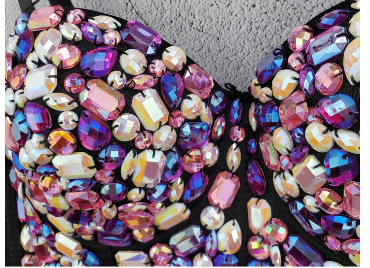 Echonight Rhinestone Bustier Shiny Crop Top Bustier Corset Woman Top Sexy Festival Christmas Top Cropped Party Corsets