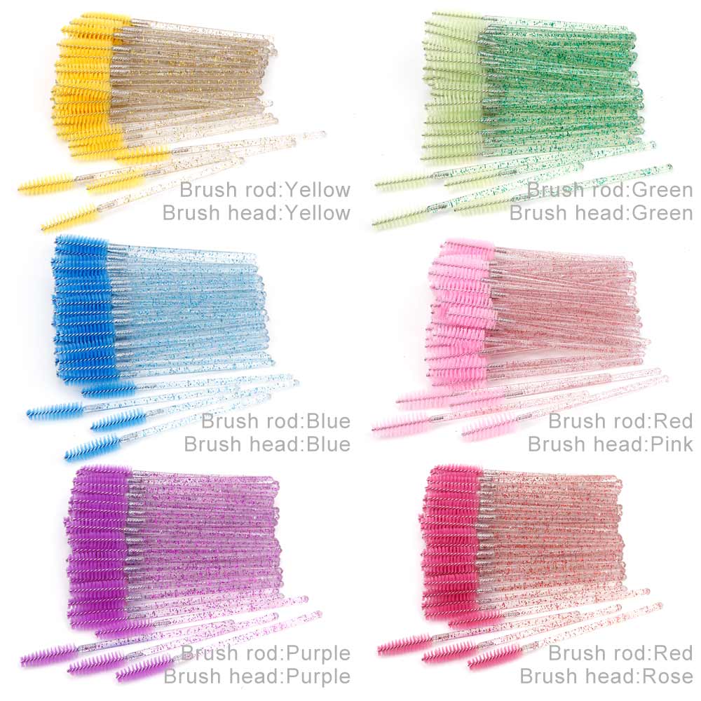 50Pcs Disposable Makeup Brushes Mascara Wands Applicator Eye Lashes Cosmetic Brushes Eyebrow Spoolers Comb Brow Brush Tools