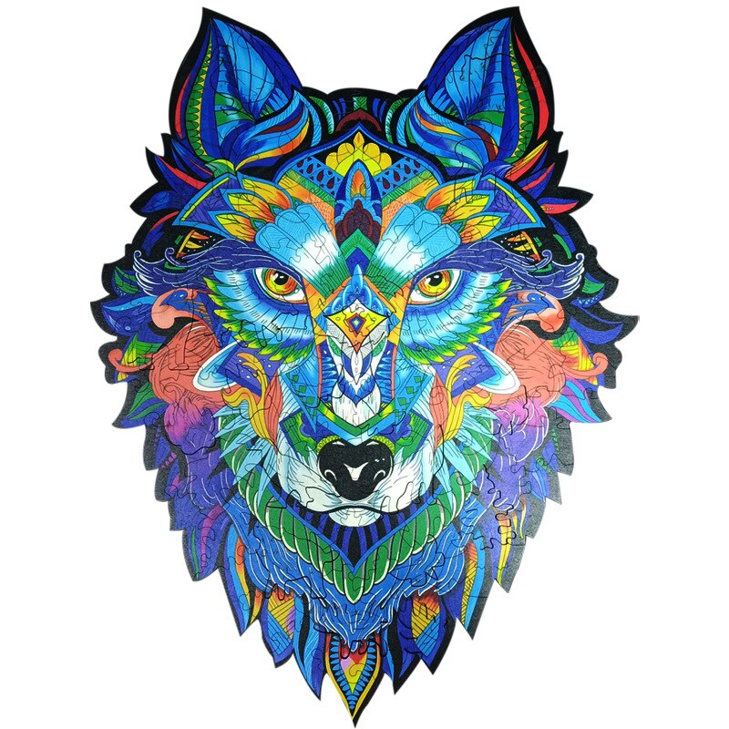 Kids Animal Wooden Puzzle for Adults Children Wood DIY Crafts Wolf Shaped Wood Decoration Puzzle Toys Educational Game Toys: Wolf