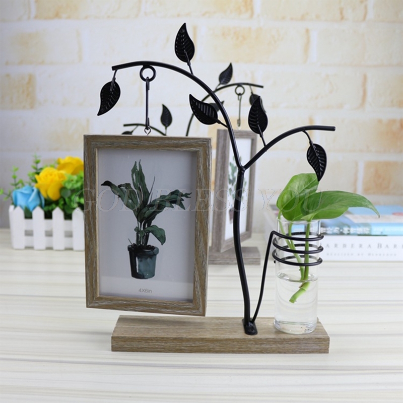 Cadre Photo Vertical pour la famille, 4x6, en métal, pour le bureau, avec Vase décoratif, affichage Double face, uniques