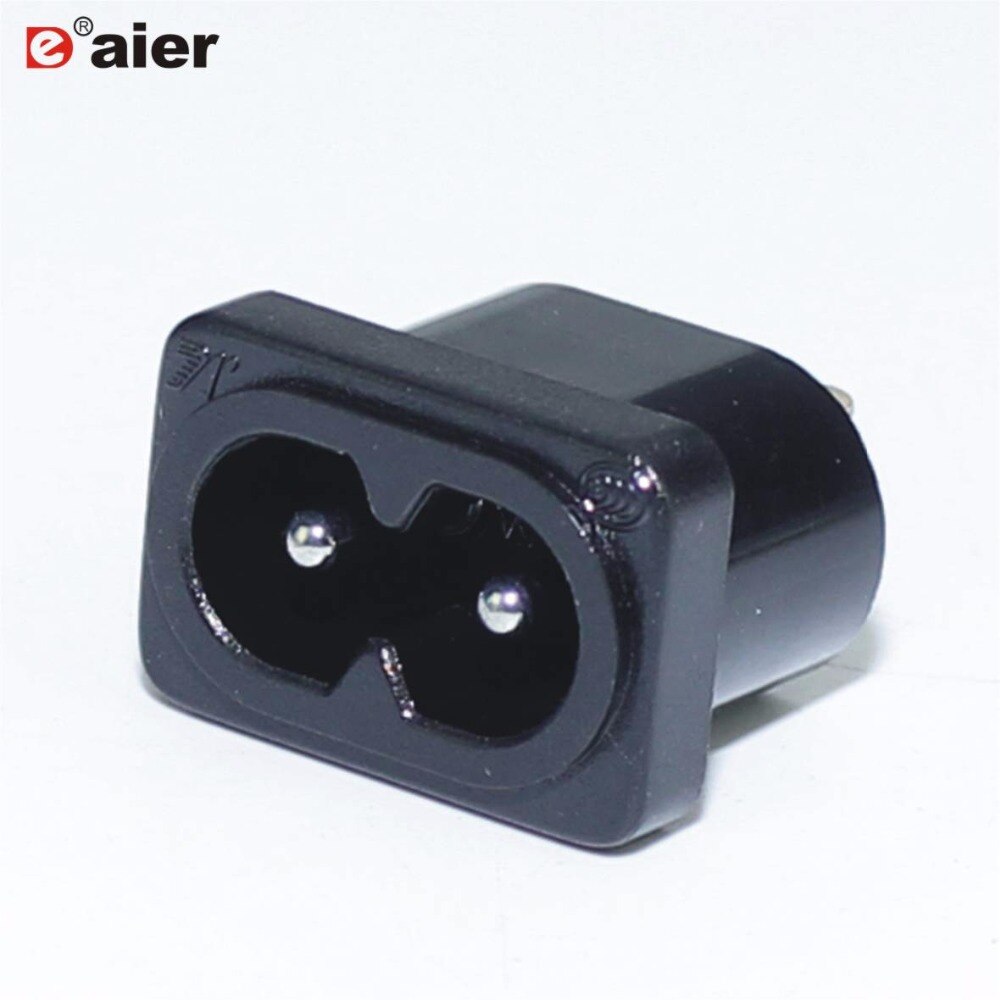 10PCS Power Socket 2 Pins Male Black Color AC Socket Power Outlet 2.5A 250VAC AS-16
