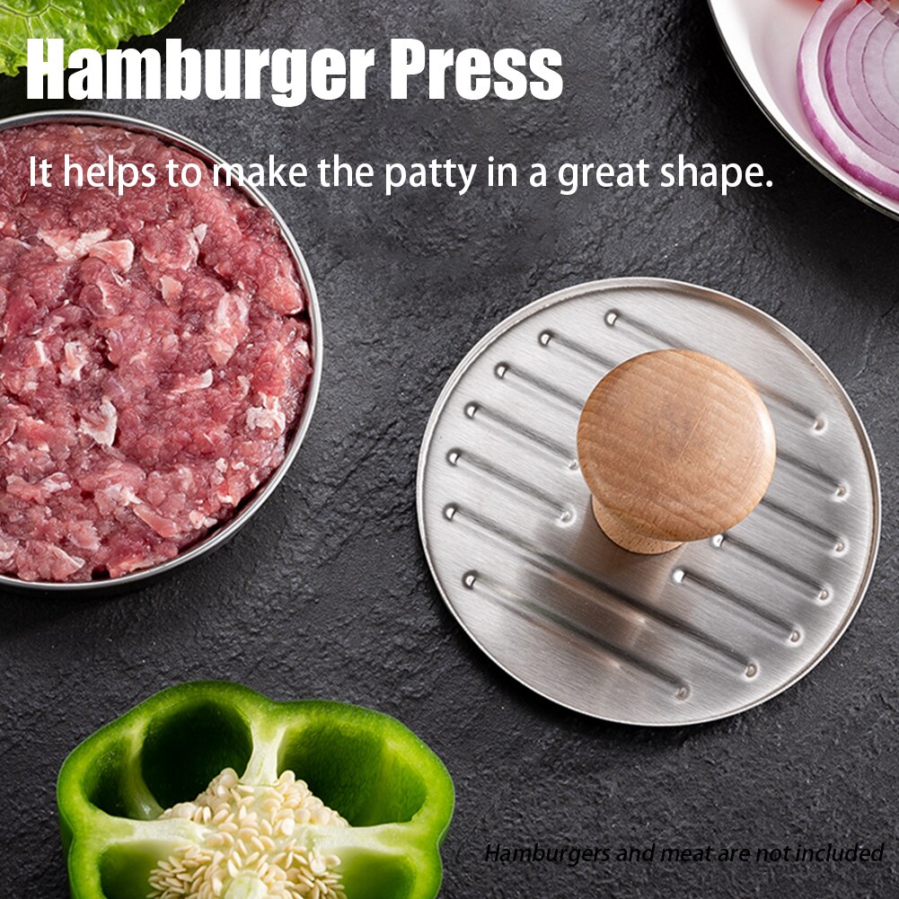 Hamburger Pers Diy Restaurant Keuken Tool Patty Maker Vlees Vulling Rundvlees Makkelijk Schoon Draagbare Roestvrij Staal Handmatige Ronde Vorm