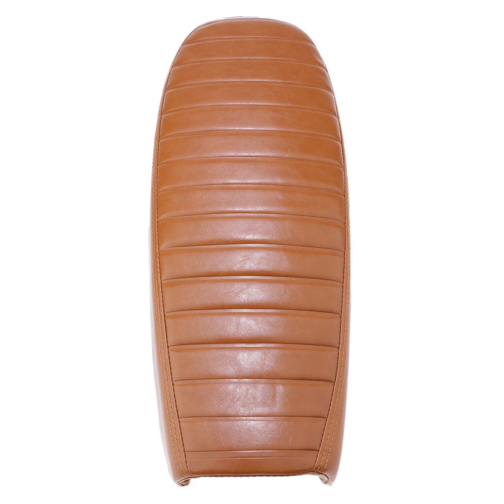 Motorcycle PU Leather Cafe Racer Flat Seat Saddle Waterproof Brown Universal