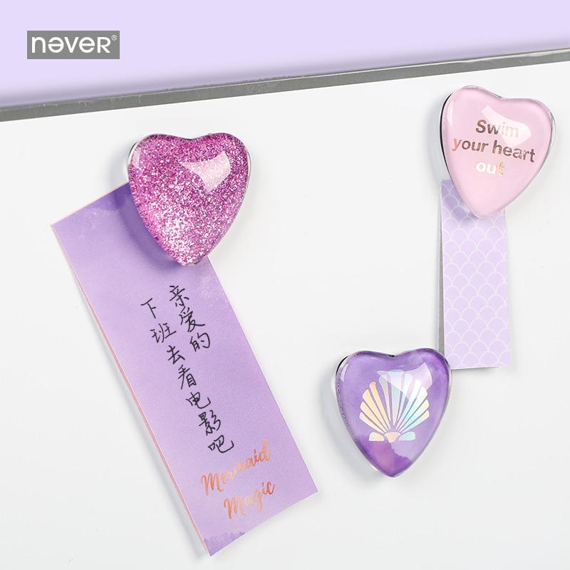 Aldrig havfrue serien glas magnet stifter smukke magneter whiteboard fingerstift massage holder kontor dekorative papirvarer