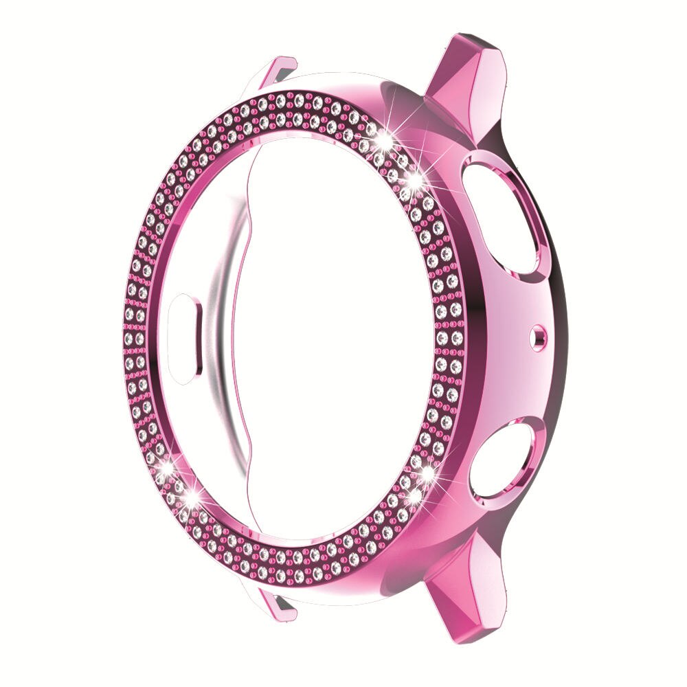 Hoesjes voor samsung galaxy watch active 2 44mm 40mm hoesje voor active 2 band dames dubbele rij diamant pc hoesje bumper: Roze / Voor actief 2 40mm