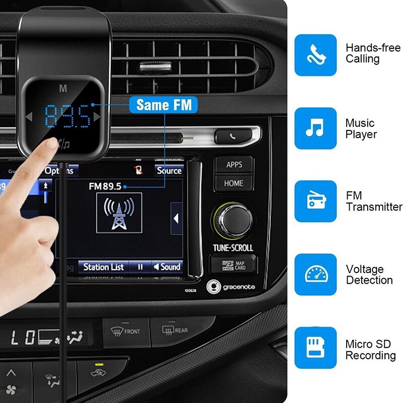 Bluetooth FM Transmitter- Wireless Radio Transmitter Adapter Car Kit, Universal Car Charger with Dual USB Port, Music Player Sup