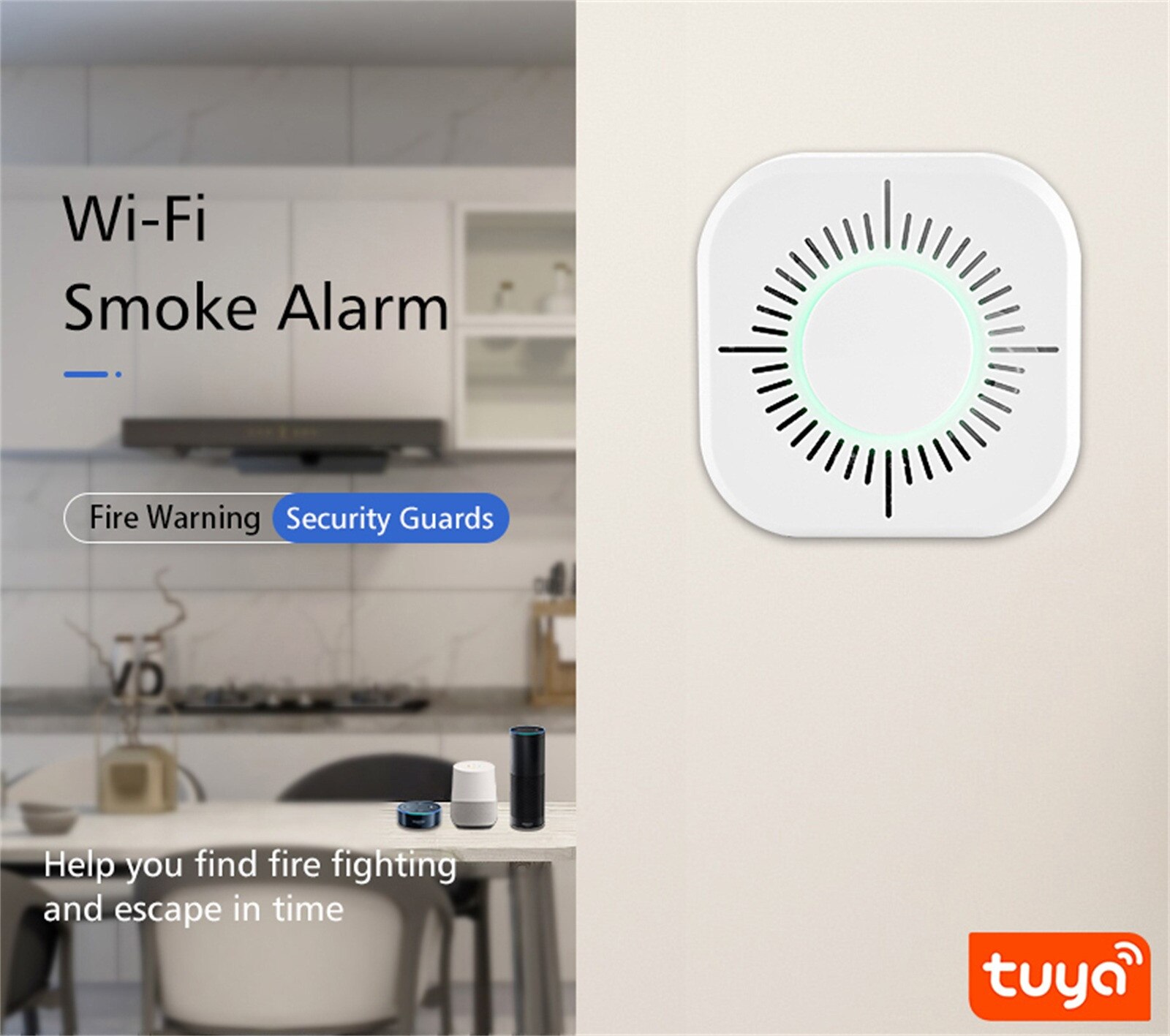 Tuya WiFi Smoke Alarm Fire Protection Smoke Detector Smokehouse Combination Fire Alarm Home Security System Firefighters