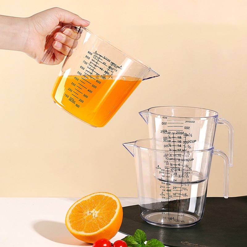 Pour Spout Measuring Cup Visual Scale Metering Cup 150/300/600/1000ml Baking Tool Plastic Transparent Graduated Kitchen Lab Tool