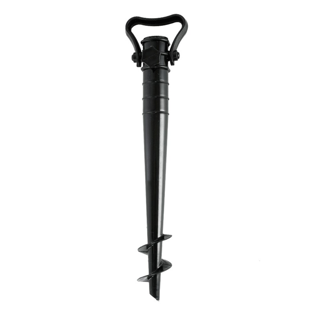 With Handle Rain Gear Windproof Beach Umbrella Spike Plastic Ground Anchor Garden Patio Removable Fishing Stand Outdoor Parasol: Black