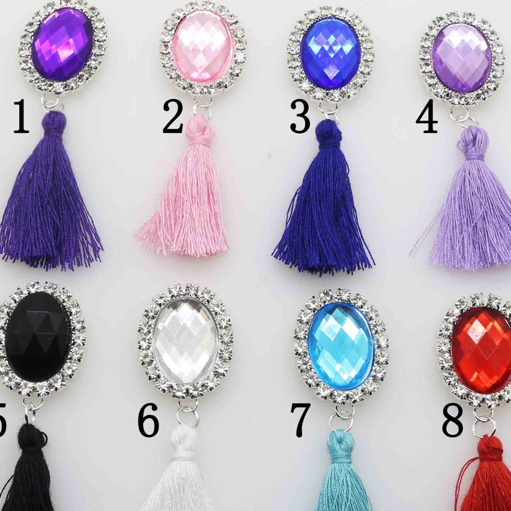 10Pcs 20*57mm Wedding dress accessories oval pendant Diy jewelry Accessories rhinestones Acrylic pedestal Flat back: Mix Color