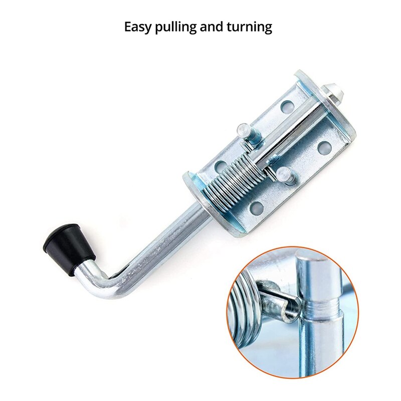 Spring Loaded Latch Pin, 2 Pack 6 Inch Heavy Duty Zinc Coated Barrel Bolt Lock Spring Loaded Latch Locking Door Lock