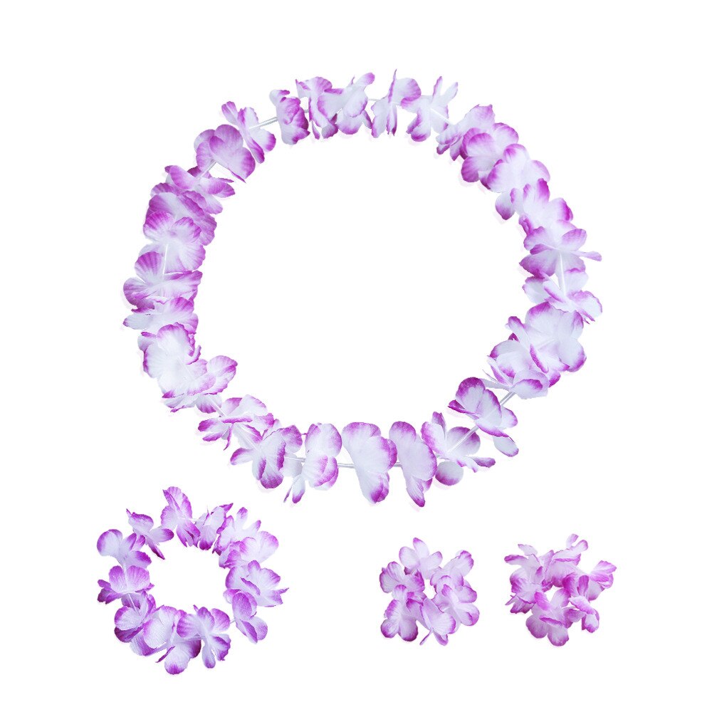 Guirnalda de flores Tropical de Luau Hawaiano, flores de Lei Hawaiano para fiestas, recuerdos de cabello, collar Decorativo de hawaiana # 0e: Purple 