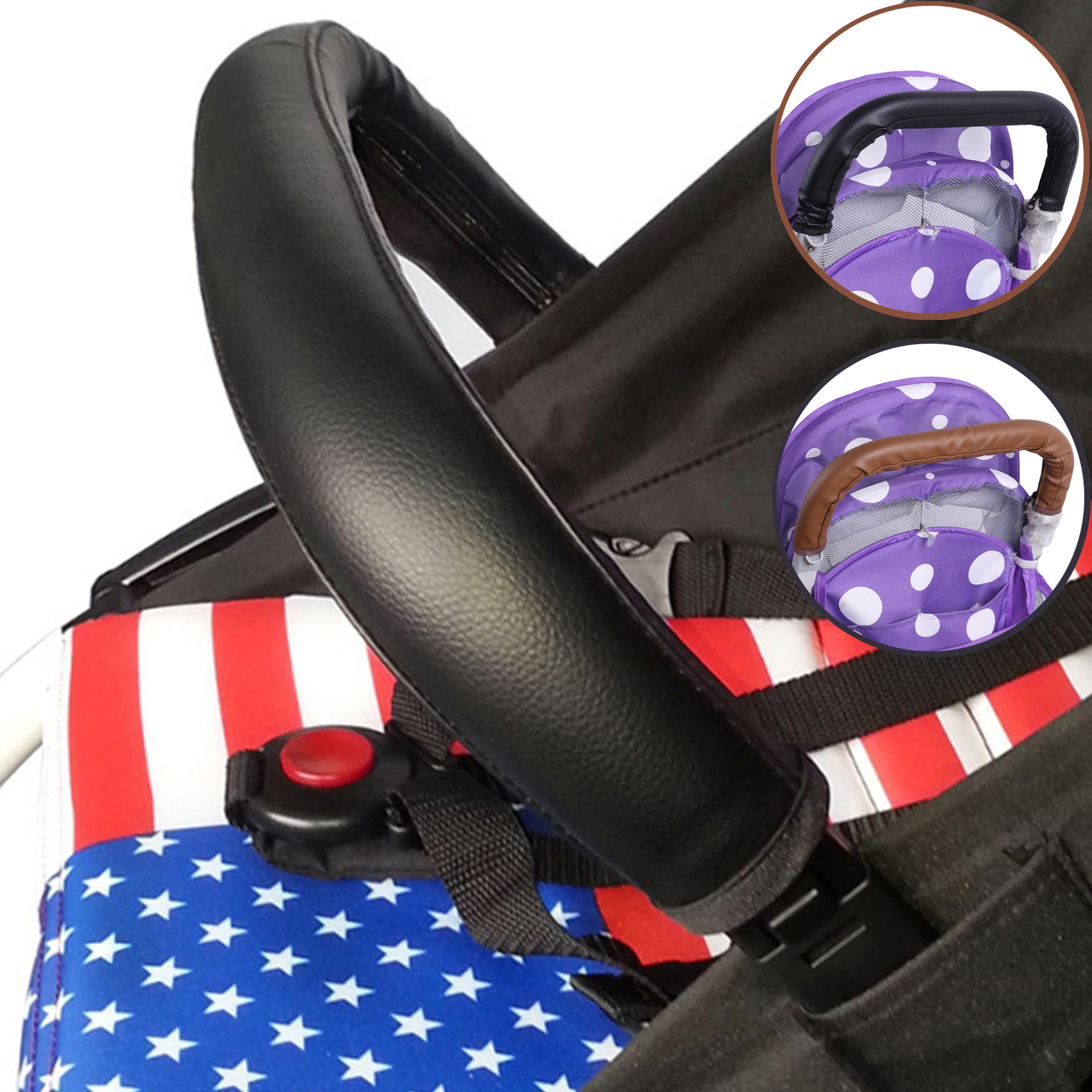 Baby Kinderwagen Leder Griff Abdeckungen Wagen Armlehne Schutzhülle Baby Warenkorb Reißverschluss Schutz Abdeckung Kinderwagen Zubehör