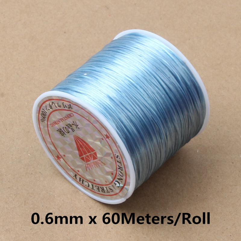 Cordón elástico fuerte para cuentas de cristal, 60M, 0,5-1,2mm, pulsera, collar, hilo elástico para fabricación de joyería, línea Flexible Diy: Rosa
